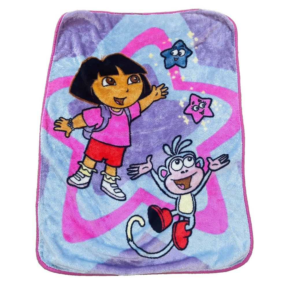 Vintage Nickelodeon Dora the Explorer Lovey Throw Couch Blanket Y2K character